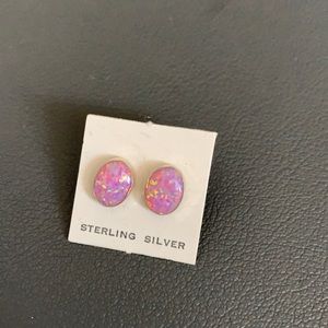 Dainty pink oval studs